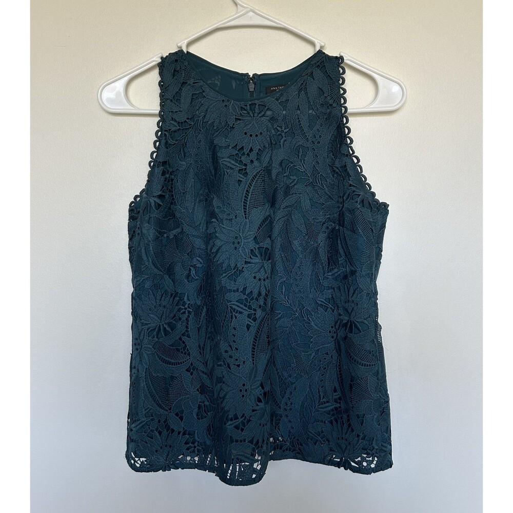 Ann Taylor Teal Lace Sleeveless Vest Top – Size 00P Petite